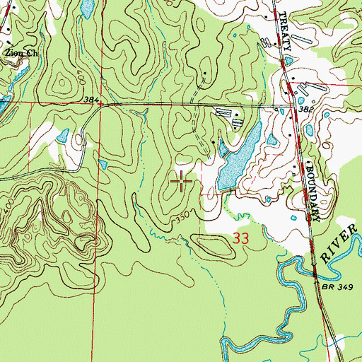Topographic Map of Hughes Lake Dam, MS