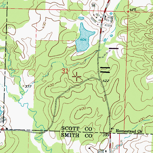 Topographic Map of Herbert Cooper Pond Dam, MS