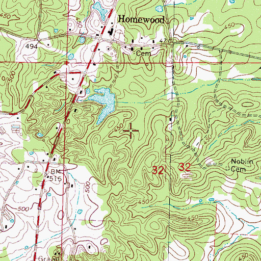 Topographic Map of Ellen Tadlock Pond Dam, MS