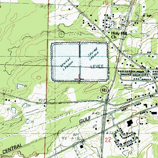 Topographic Map of Morton Waste Stabilization Ponds Dam, MS
