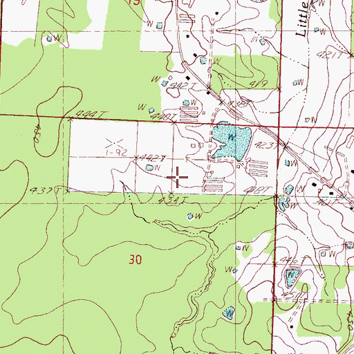 Topographic Map of Fred Gaddis Lake Dam, MS
