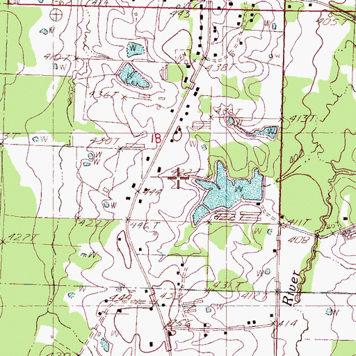 Topographic Map of Lewis Eure Lake Dam, MS