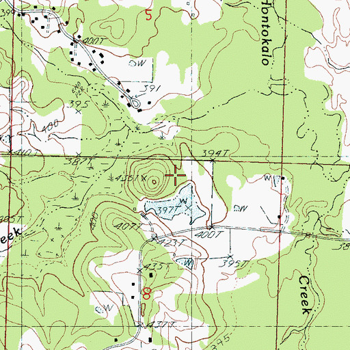 Topographic Map of Burks Pond Dam, MS