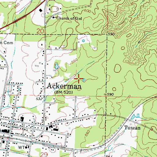 Topographic Map of Upper Yockanookany Number 2 Dam, MS