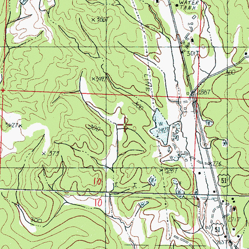 Topographic Map of Williams Lake Dam, MS