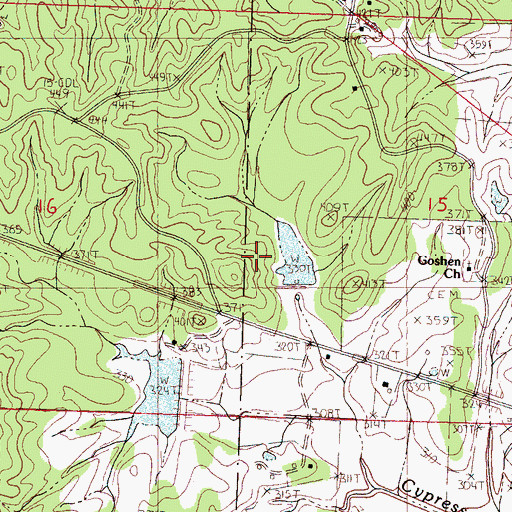 Topographic Map of Cypress Creek Watershed Y-19a-8 Dam, MS