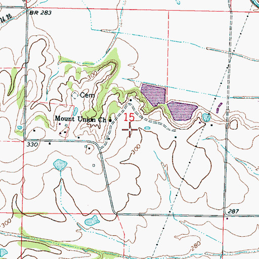 Topographic Map of Ellis Lake Dam, MS