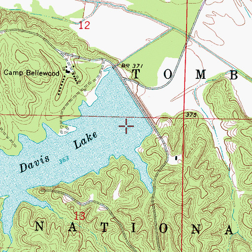 Topographic Map of Davis Lake Dam, MS