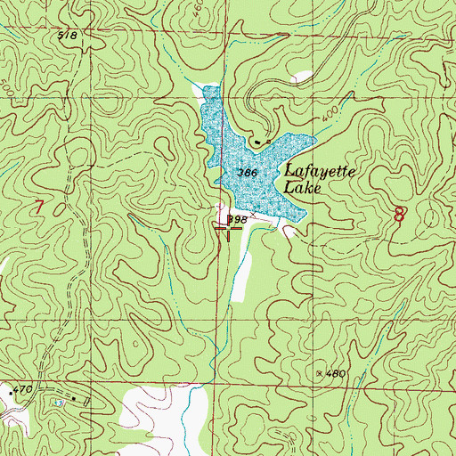 Topographic Map of Lafayette Lake Dam, MS