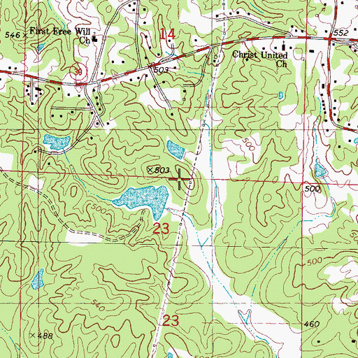Topographic Map of Avent Lake Dam, MS