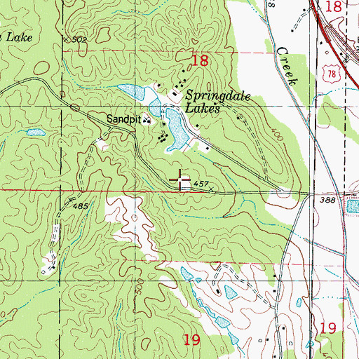 Topographic Map of Springdale Lake Dam, MS