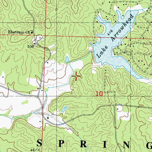 Topographic Map of Arrowhead Lake Dam, MS