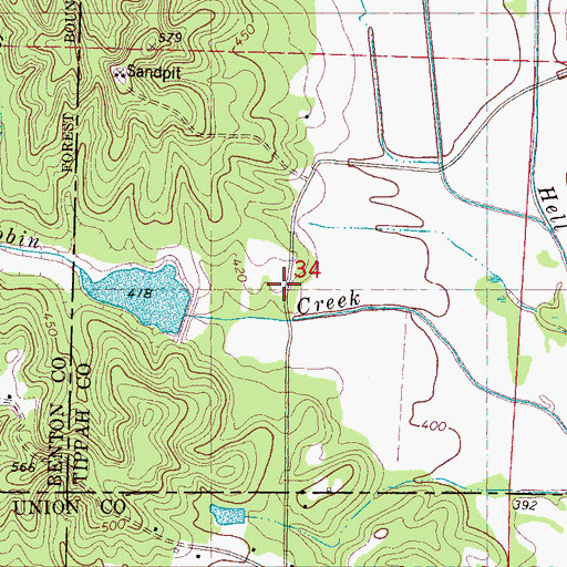 Topographic Map of Hell Creek Watershed LT-9b-3 Dam, MS