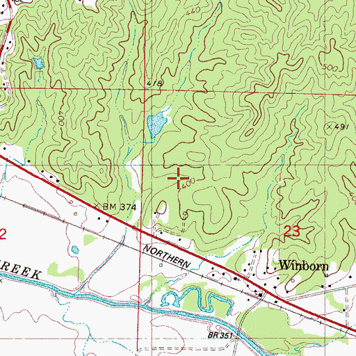 Topographic Map of Nichols Lake Dam, MS