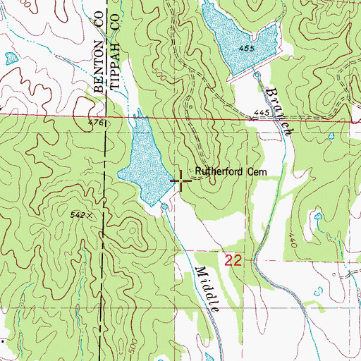 Topographic Map of Hell Creek Watershed LT-9b-5 Dam, MS