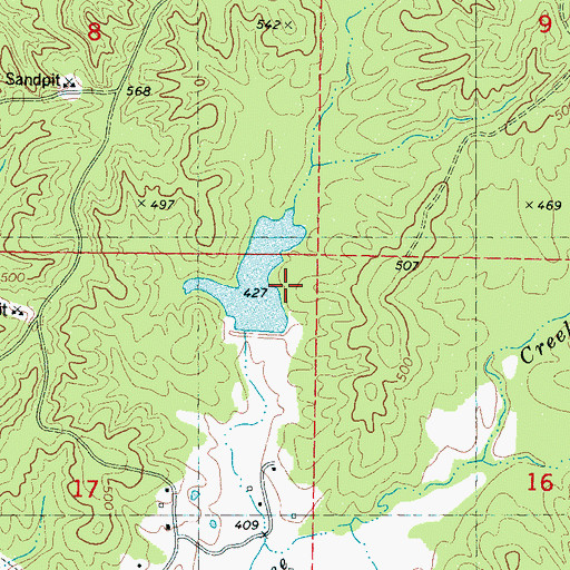 Topographic Map of Oaklimeter Watershed LT 8-16 Dam, MS