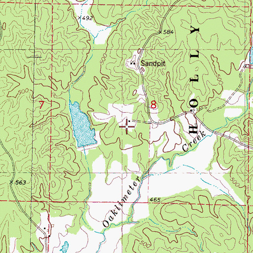 Topographic Map of Oaklimeter Watershed LT-8-12 Dam, MS