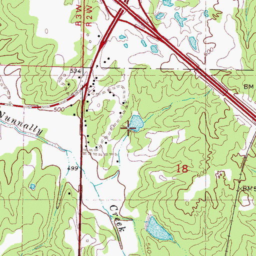 Topographic Map of Jeffries Lake Dam, MS