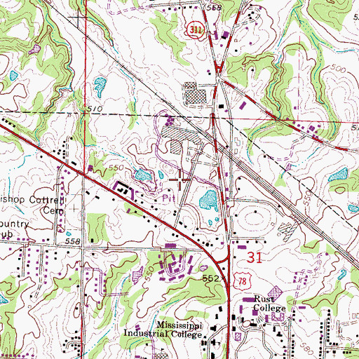 Topographic Map of Mississippi No Name 183 Dam, MS