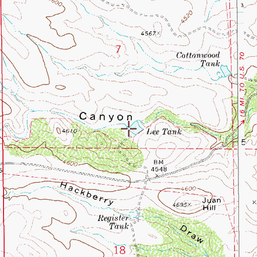 Topographic Map of Lee Tank, AZ