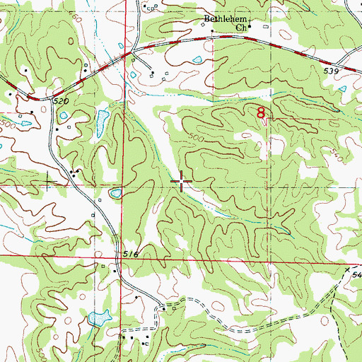 Topographic Map of Muddy Creek Number 36 Dam, MS