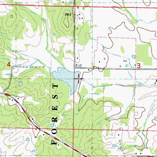 Topographic Map of Muddy Creek Watershed Structure 5 Dam, MS