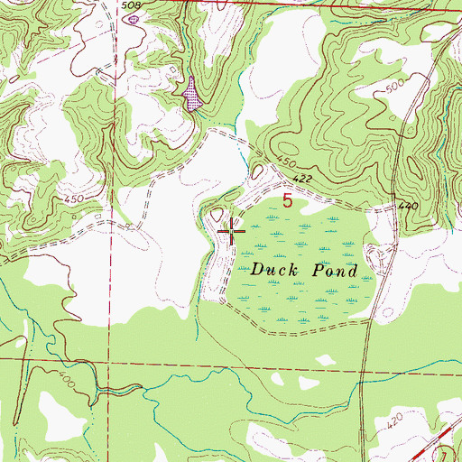 Topographic Map of Duck Pond Dam, MS
