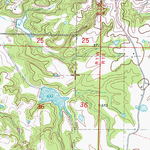Topographic Map of Grays Creek Watershed Structure Number 11 Dam, MS