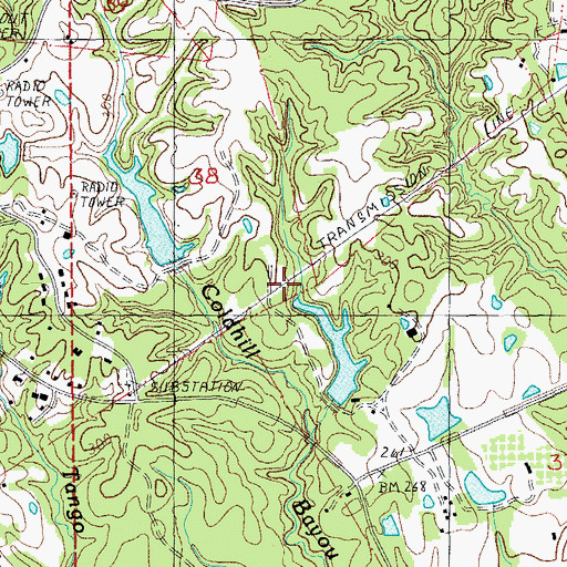 Topographic Map of Adams County, MS