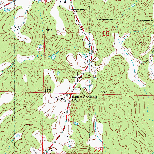 Topographic Map of Benton County, MS