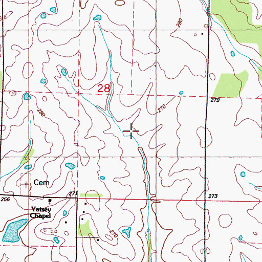 Topographic Map of Clay County, MS