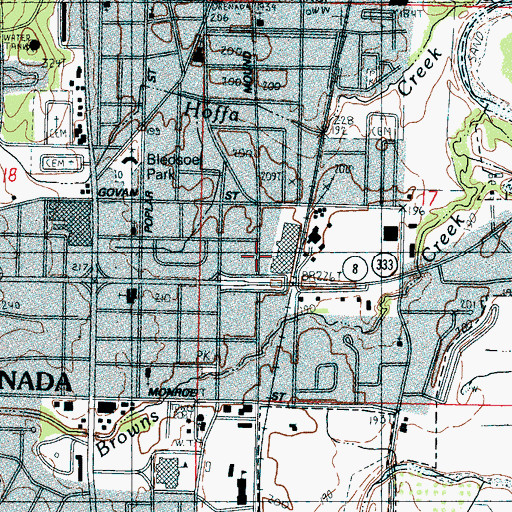 Topographic Map of Grenada County, MS