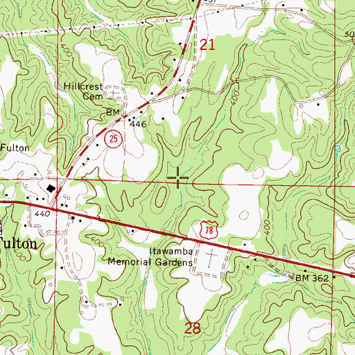 Topographic Map of Itawamba County, MS