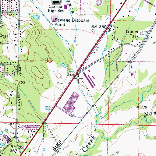 Topographic Map of Lauderdale County, MS