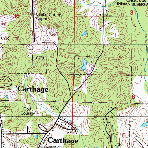 Topographic Map of Leake County, MS