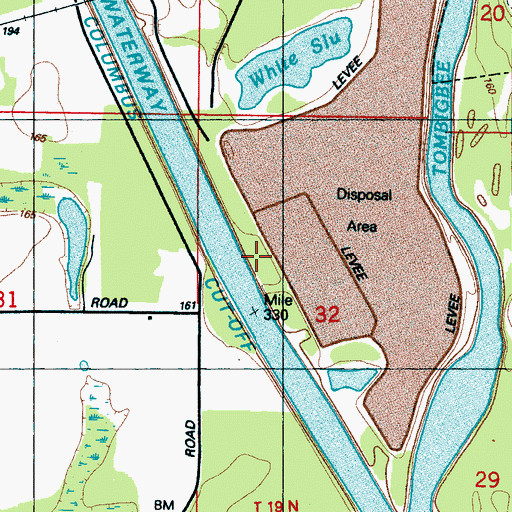 Topographic Map of Lowndes County, MS