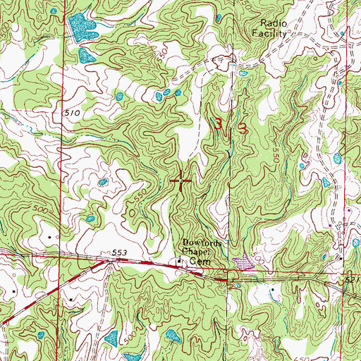 Topographic Map of Marshall County, MS