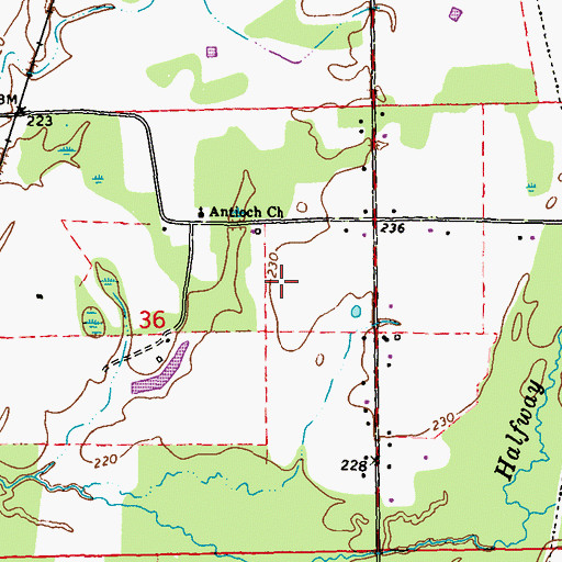 Topographic Map of Monroe County, MS