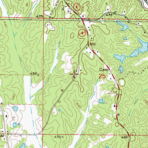 Topographic Map of Prentiss County, MS