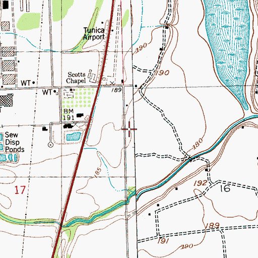 Topographic Map of Tunica County, MS