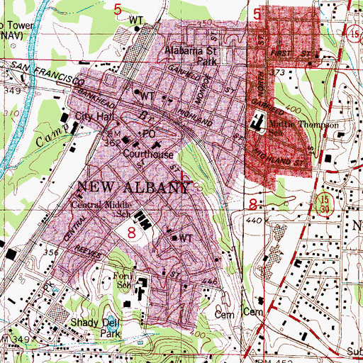 Topographic Map of Union County, MS