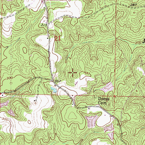 Topographic Map of Wayne County, MS