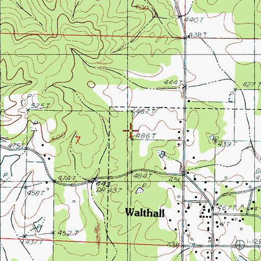 Topographic Map of Webster County, MS