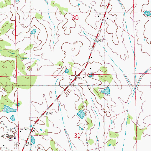 Topographic Map of Supervisor District 2, MS