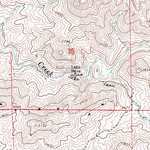 Topographic Map of Lees Mine, AZ