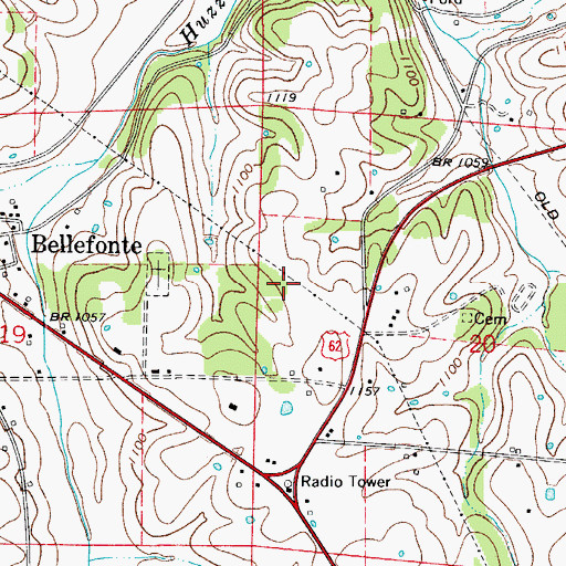 Topographic Map of Township of Bellefonte, AR
