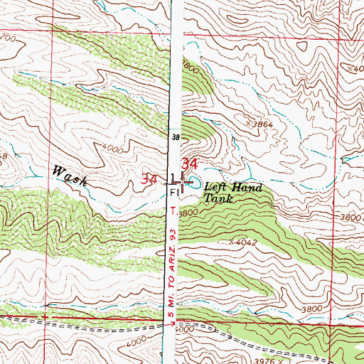 Topographic Map of Left Hand Tank, AZ
