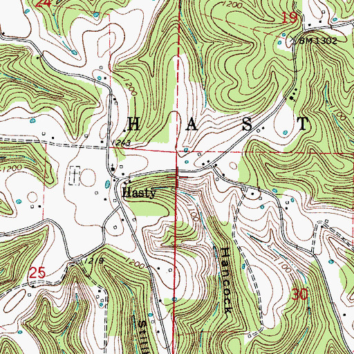 Topographic Map of Township of Hasty, AR