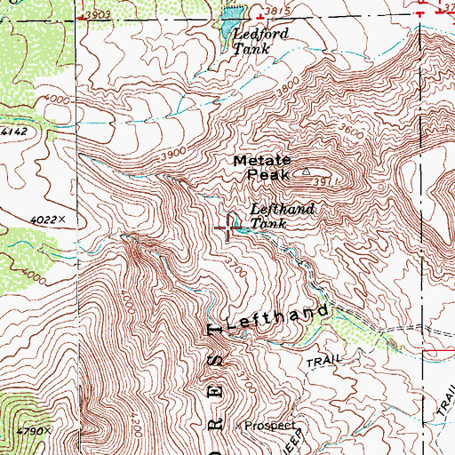 Topographic Map of Lefthand Tank, AZ