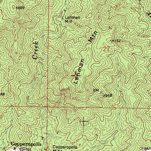 Topographic Map of Lehman Mountain, AZ